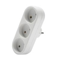 Разветвитель 3-м плоский без заземл. 10А 2200Вт 250В бел. DОМТОК 2655